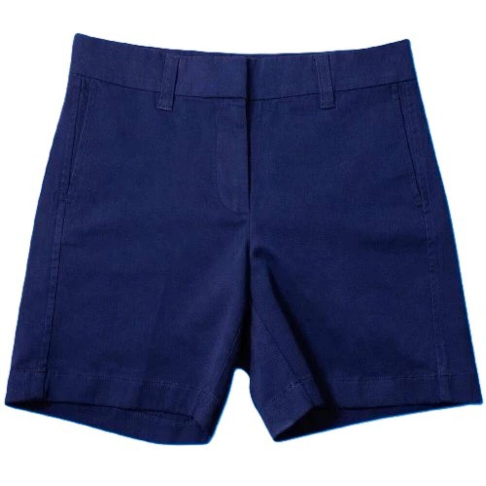 J.Crew Chino Shorts Women’s 00 Navy Cotton Stretch Zip Fly Pockets NWT